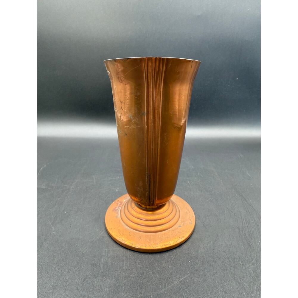 Vint 1930’s Chase Minerva Copper Vase with Butterscotch Bakelite Stem